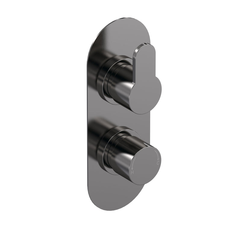 Nuie Arvan Twin Concealed Thermostatic Shower Valve (1 Outlet) Brushed Pewter (ARV7TW01)