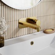 Nuie Arvan Wall Mounted Basin Mixer Brushed Brass ARV828 lifestyle