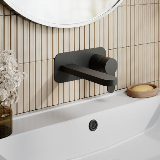 Nuie Arvan Wall Mounted Basin Mixer Matt Black ARV428 lifestyle