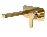 Nuie Arvan Wall Mounted Basin Mixer with Plate Brushed Brass ARV828