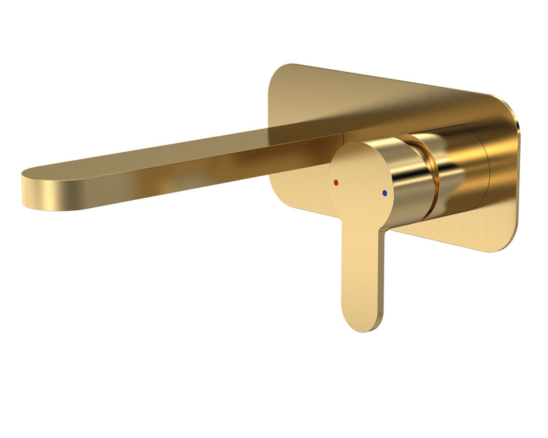 Nuie Arvan Wall Mounted Basin Mixer with Plate Brushed Brass ARV828