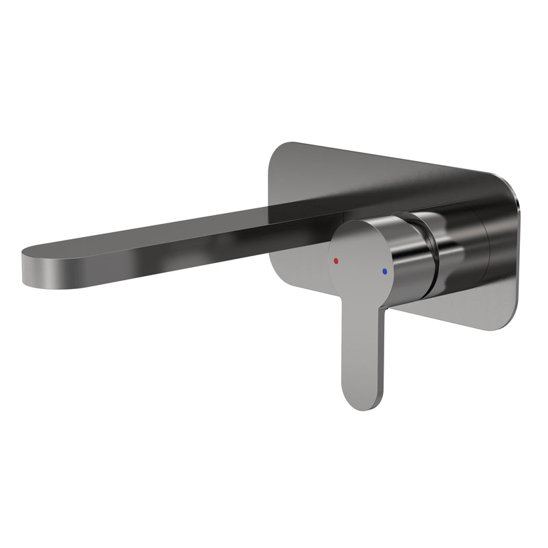 Nuie Arvan Wall Mounted Basin Mixer with Plate Brushed Pewter ARV728