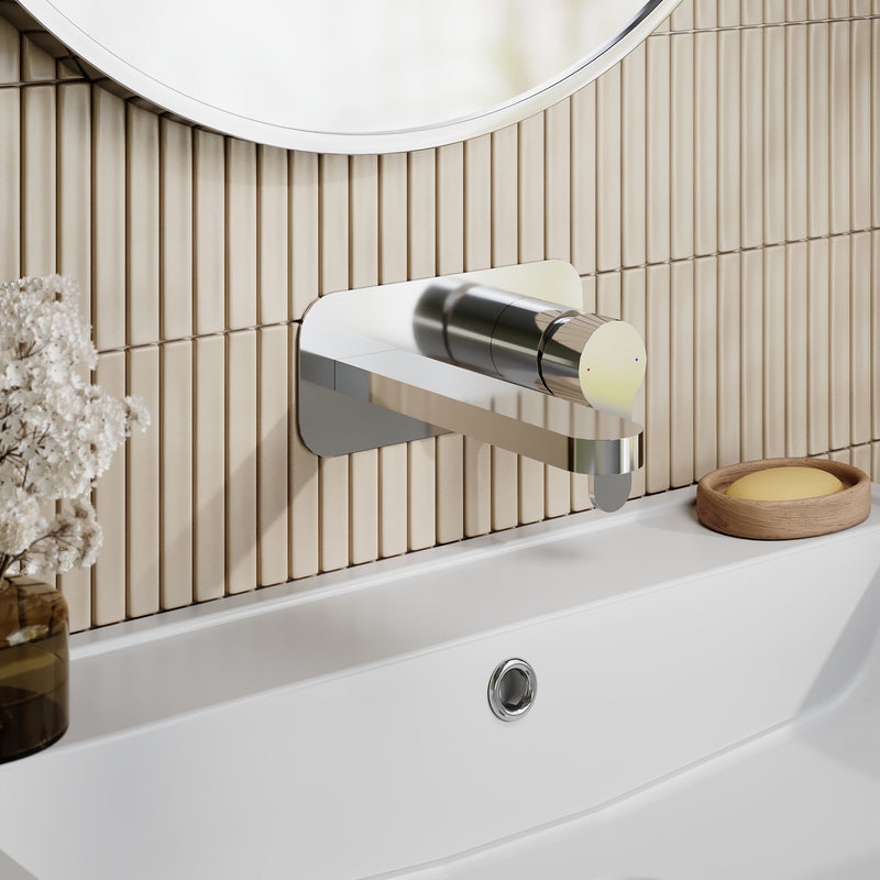 Nuie Arvan Wall Mounted Basin Mixer with Plate Chrome ARV328 lifestyle