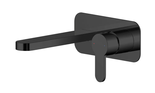 Nuie Arvan Wall Mounted Basin Mixer with Plate Matt Black ARV428