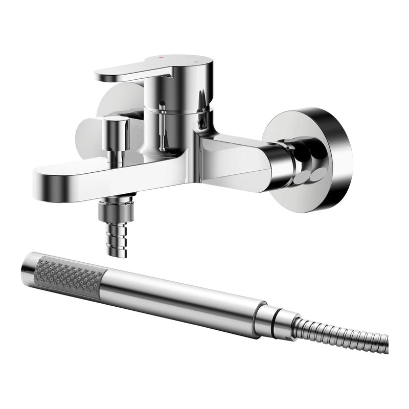 Nuie Arvan Wall Mounted Bath Shower Mixer with Kit Chrome ARV316