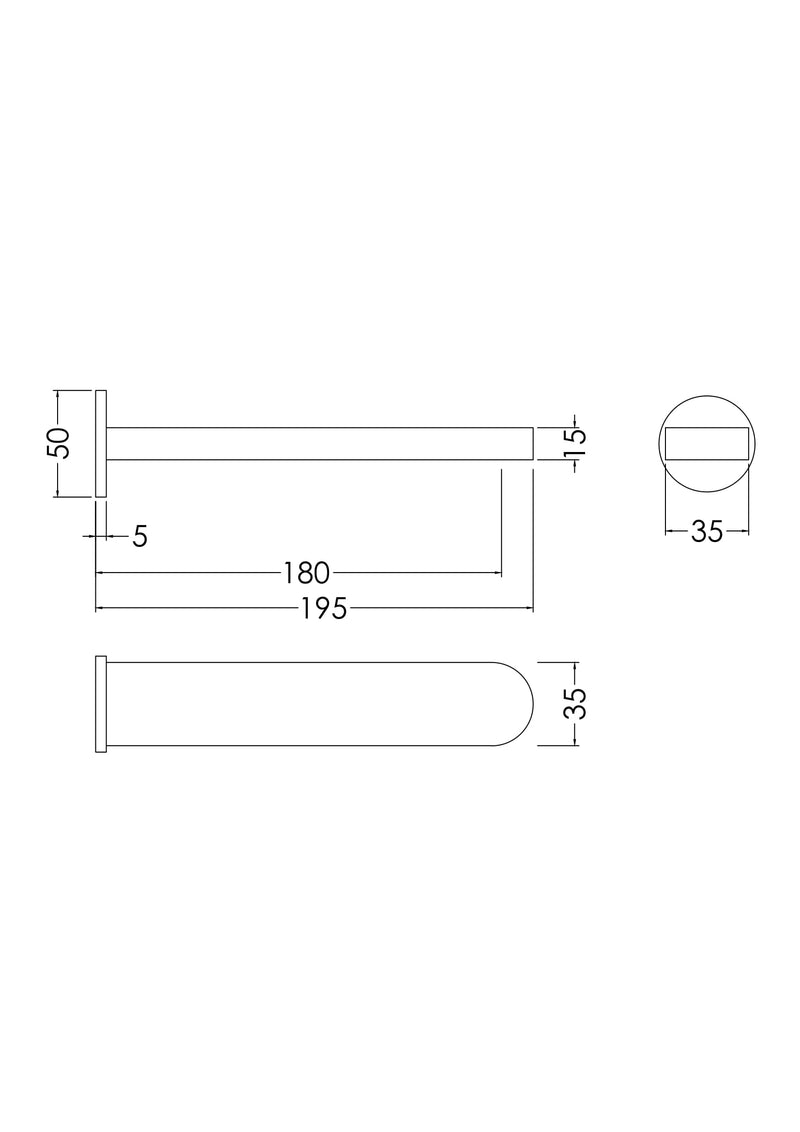 Nuie Arvan Wall Mounted Bath Spout ARV300 dimensions