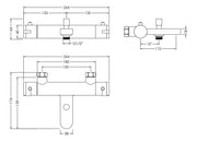 Nuie Arvan Wall Mounted Thermostatic Bath Shower Mixer ARV005 dimensions