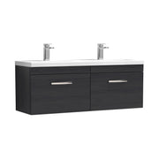 Nuie Athena 1200mm 2 Drawer Wall Hung Vanity Unit with Ceramic Basin - Charcoal Black