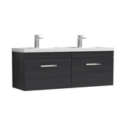 Nuie Athena 1200mm 2 Drawer Wall Hung Vanity Unit with Polymarble Basin - Charcoal Black