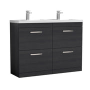 Nuie Athena 1200mm 4 Drawer Floor Standing Vanity Unit with Polymarble Basin - Charcoal Black
