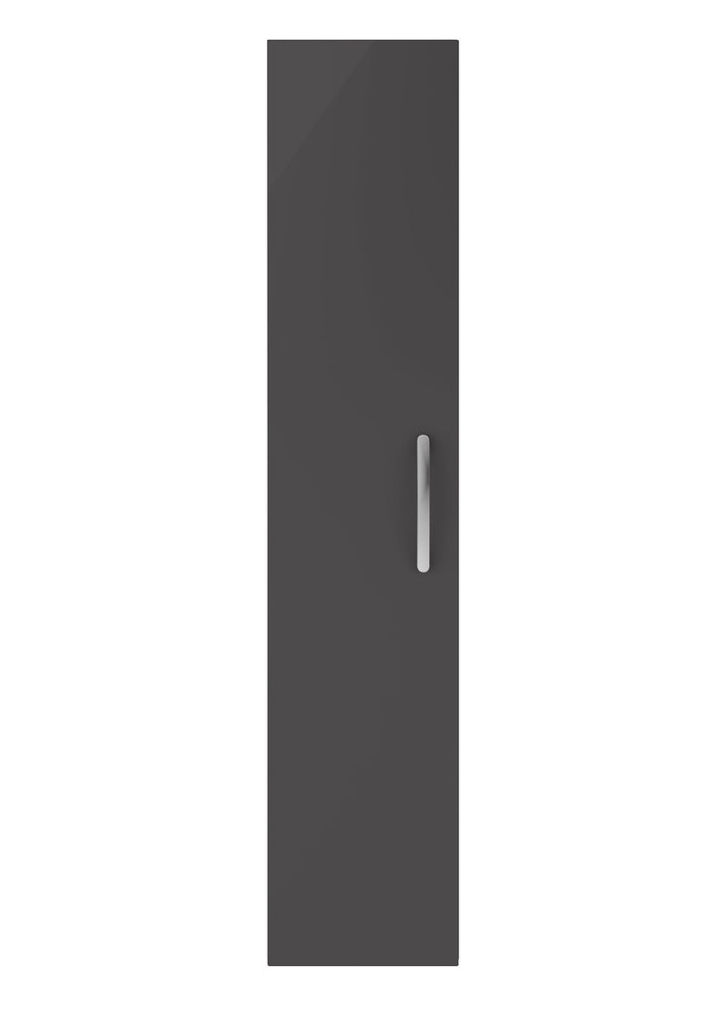 Nuie Athena 300mm 1 Door Wall Hung Tall Cabinet - Gloss Grey