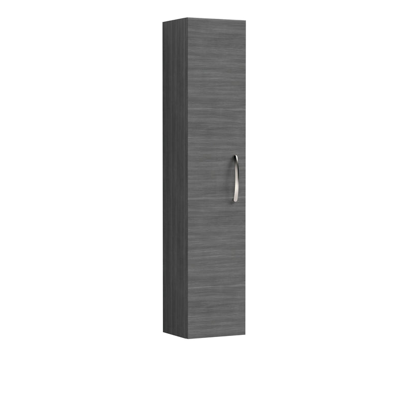 Nuie Athena 300mm 1 Door Wall Hung Tall Cabinet - Graphite Grey Woodgrain