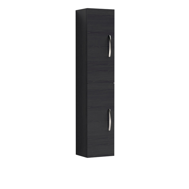 Nuie Athena 300mm 2 Door Wall Hung Tall Cabinet - Charcoal Black