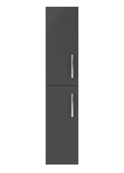 Nuie Athena 300mm 2 Door Wall Hung Tall Cabinet - Gloss Grey