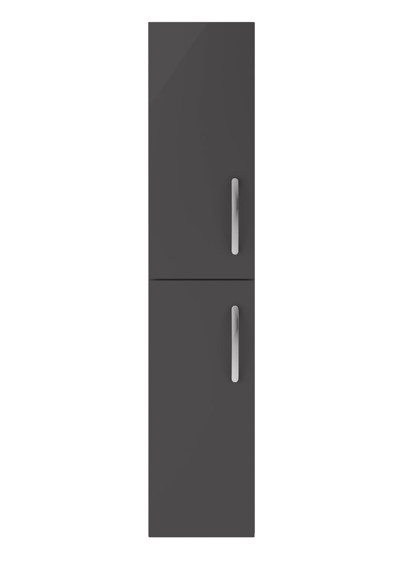 Nuie Athena 300mm 2 Door Wall Hung Tall Cabinet - Gloss Grey