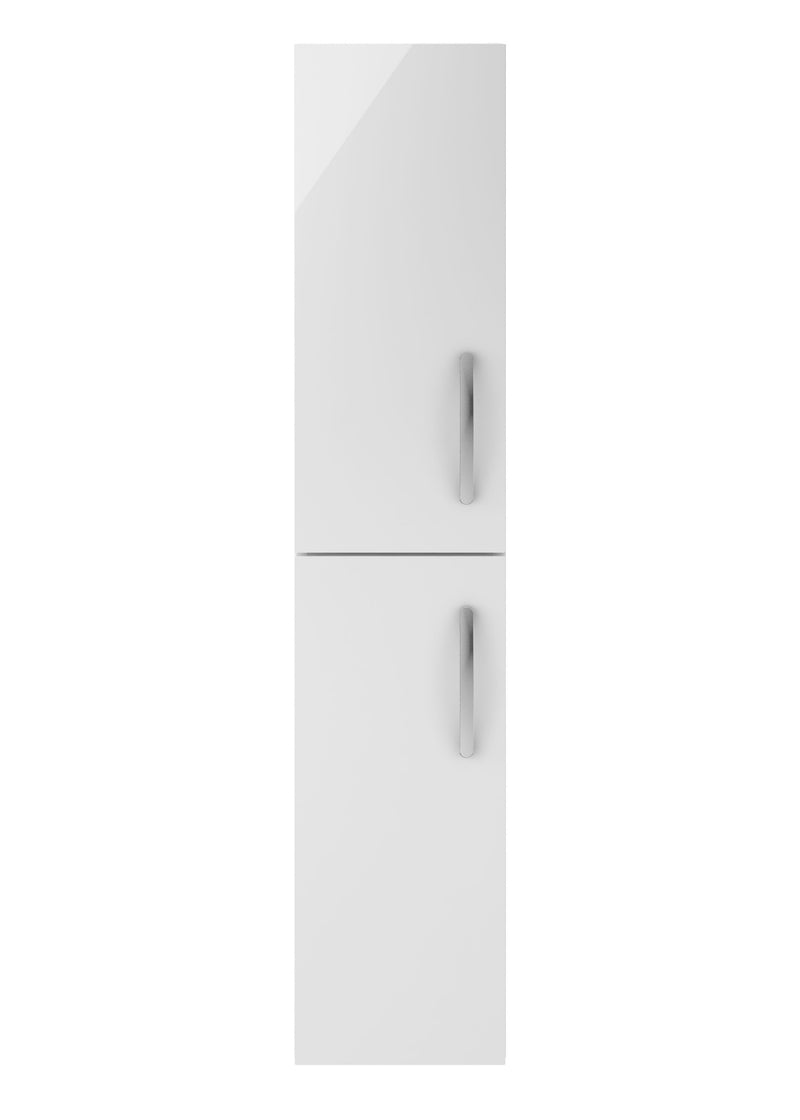 Nuie Athena 300mm 2 Door Wall Hung Tall Cabinet - Gloss White