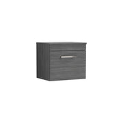 Nuie Athena 500mm 1 Drawer Wall Hung Vanity Unit with Co-ordinating Worktop - Anthracite Woodgrain