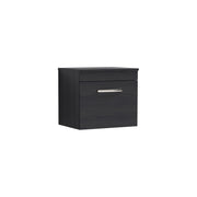 Nuie Athena 500mm 1 Drawer Wall Hung Vanity Unit with Co-ordinating Worktop - Charcoal Black