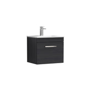 Nuie Athena 500mm 1 Drawer Wall Hung Vanity Unit with Minimalist Basin - Charcoal Black