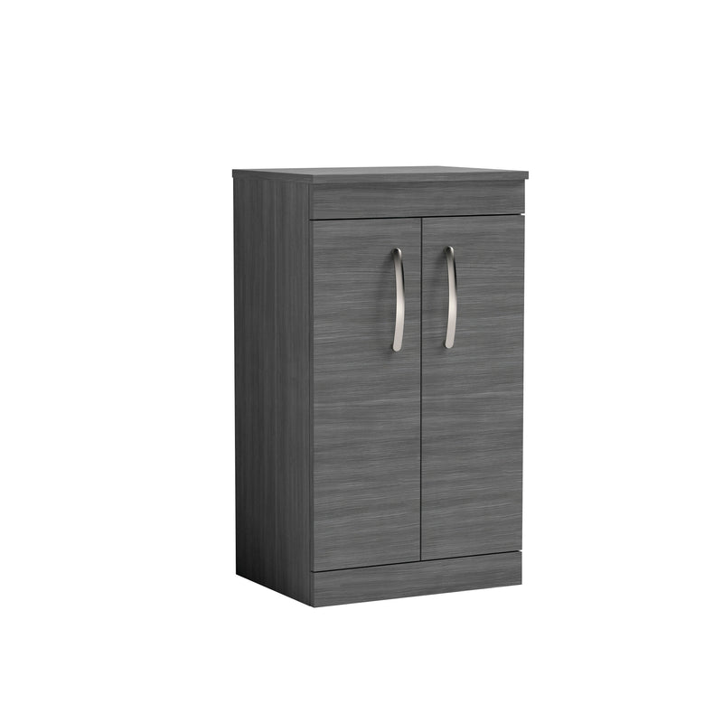 Nuie Athena 500mm 2 Door Floor Standing Vanity Unit with Co-ordinating Worktop - Anthracite Woodgrain