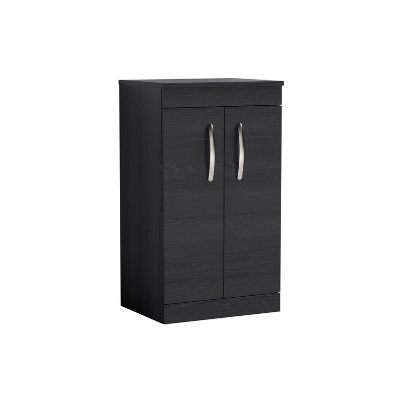 Nuie Athena 500mm 2 Door Floor Standing Vanity Unit with Co-ordinating Worktop - Charcoal Black