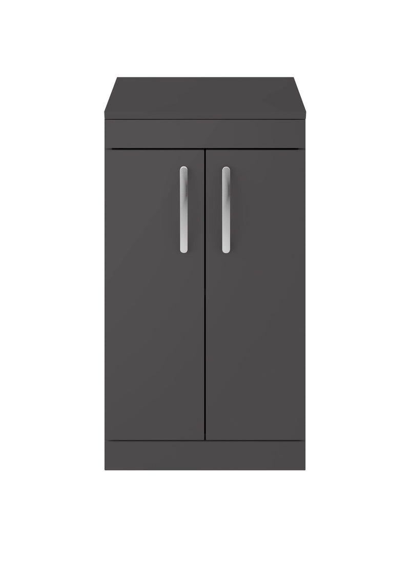 Nuie Athena 500mm 2 Door Floor Standing Vanity Unit with Co-ordinating Worktop - Gloss Grey