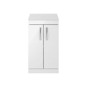 Nuie Athena 500mm 2 Door Floor Standing Vanity Unit with Co-ordinating Worktop - Gloss White