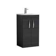Nuie Athena 500mm 2 Door Floor Standing Vanity Unit with Curved Basin - Charcoal Black