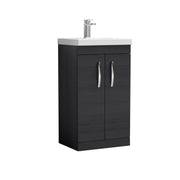 Nuie Athena 500mm 2 Door Floor Standing Vanity Unit with Mid-Edge Basin - Charcoal Black