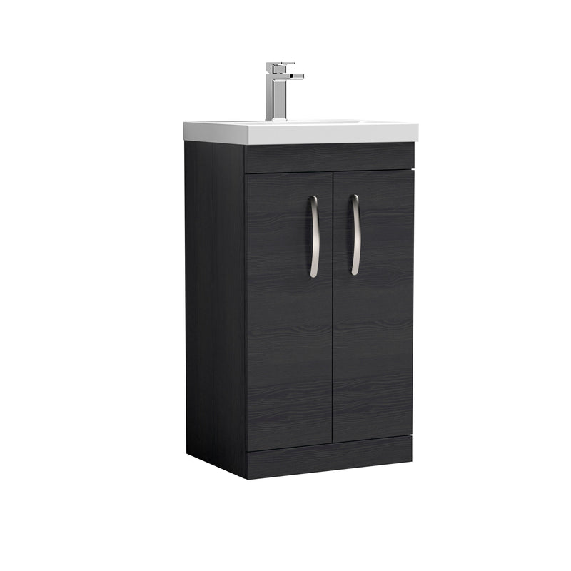 Nuie Athena 500mm 2 Door Floor Standing Vanity Unit with Mid-Edge Basin - Charcoal Black