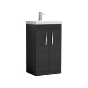 Nuie Athena 500mm 2 Door Floor Standing Vanity Unit with Thin Edge Basin - Charcoal Black