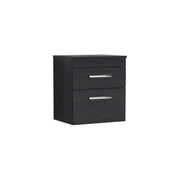 Nuie Athena 500mm 2 Drawer Wall Hung Vanity Unit with Co-ordinating Worktop - Charcoal Black