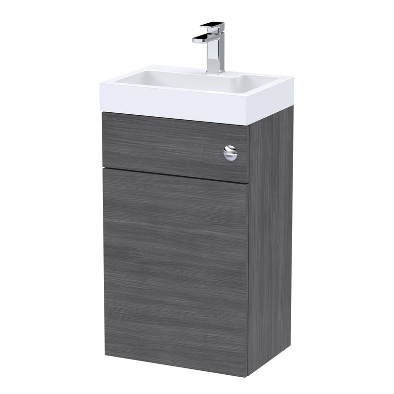 Nuie Athena 500mm 2-in-1 Floor Standing Vanity and WC Unit - Anthracite Woodgrain