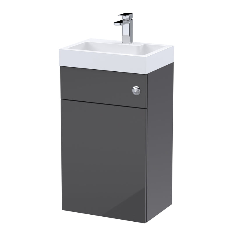 Nuie Athena 500mm 2-in-1 Floor Standing Vanity and WC Unit - Gloss Grey