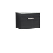Nuie Athena 600mm 1 Drawer Wall Hung Vanity Unit with Bellato Grey Worktop - Charcoal Black