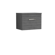 Nuie Athena 600mm 1 Drawer Wall Hung Vanity Unit with Co-ordinating Worktop - Anthracite Woodgrain