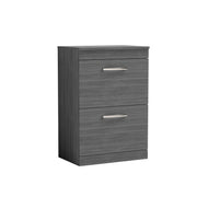 Nuie Athena 600mm 2 Drawer Floor Standing Vanity Unit with Co-ordinating Worktop - Anthracite Woodgrain