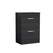 Nuie Athena 600mm 2 Drawer Floor Standing Vanity Unit with Co-ordinating Worktop - Charcoal Black