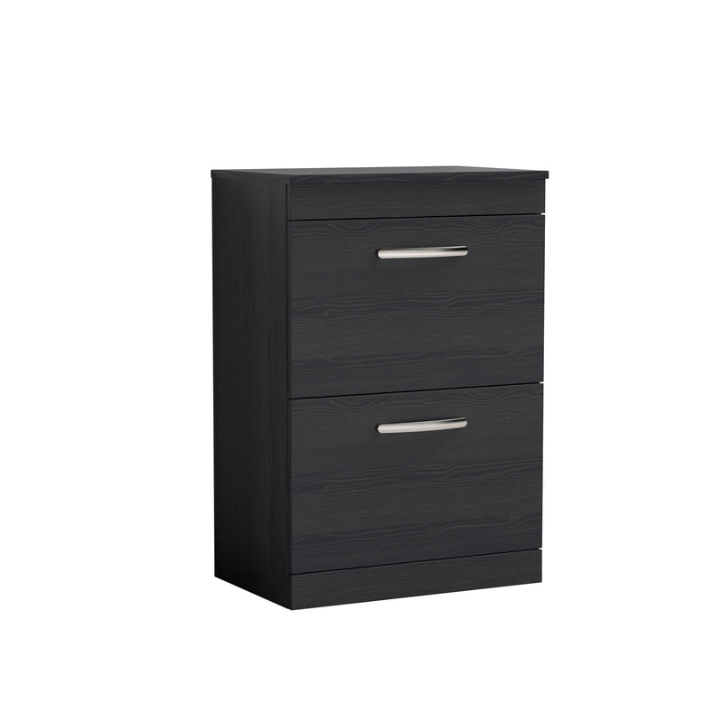 Nuie Athena 600mm 2 Drawer Floor Standing Vanity Unit with Co-ordinating Worktop - Charcoal Black