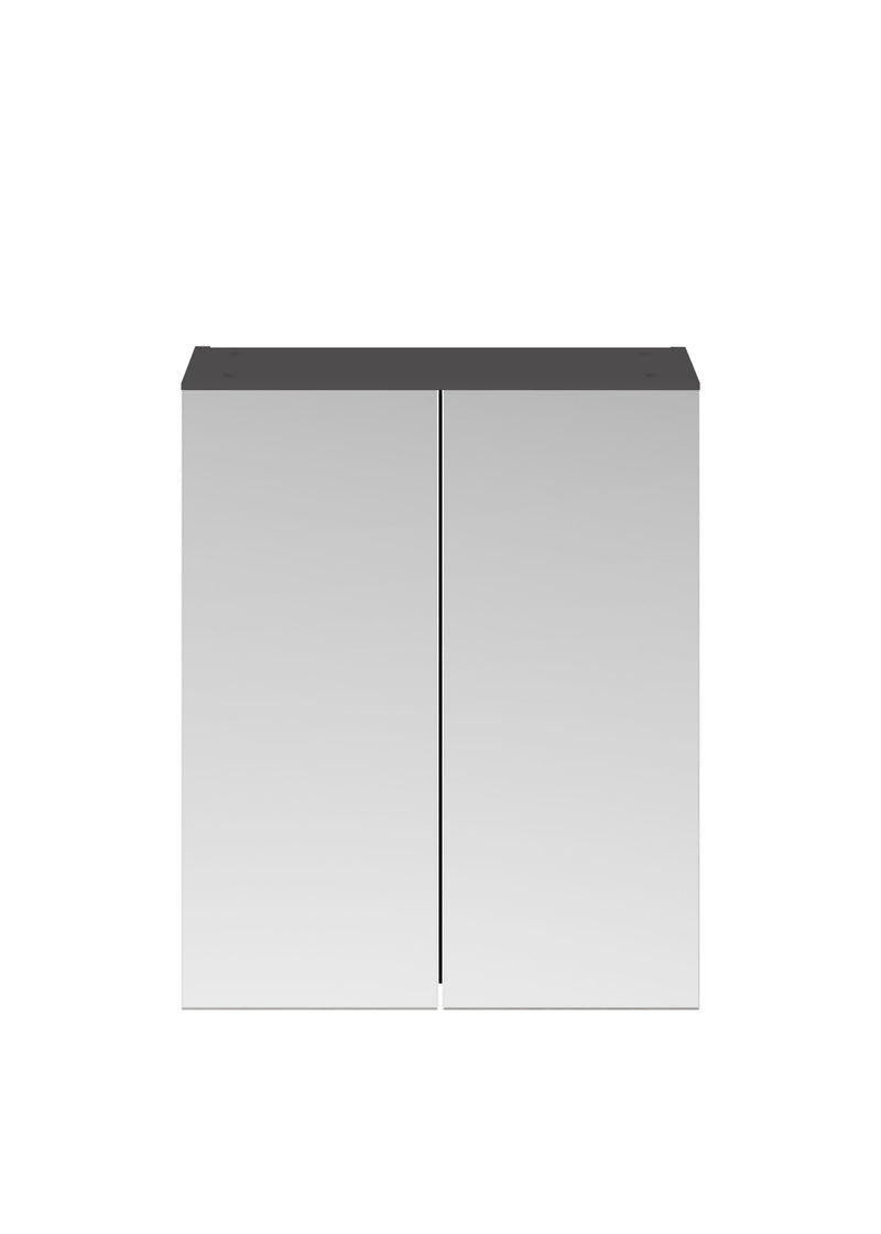 Nuie Athena 600 x 713mm Wall Hung Mirror Cabinet 50/50 - Gloss Grey