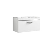 Nuie Athena 800mm 1 Drawer Wall Hung Vanity Unit with Carrara Laminate Worktop - Gloss White