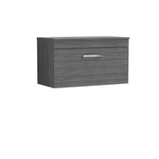 Nuie Athena 800mm 1 Drawer Wall Hung Vanity Unit with Co-ordinating Worktop - Anthracite Woodgrain