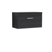 Nuie Athena 800mm 1 Drawer Wall Hung Vanity Unit with Co-ordinating Worktop - Charcoal Black