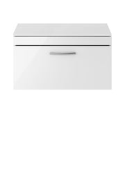Nuie Athena 800mm 1 Drawer Wall Hung Vanity Unit with Co-ordinating Worktop - Gloss White