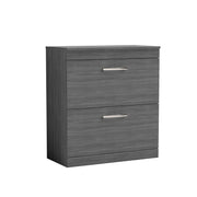 Nuie Athena 800mm 2 Drawer Floor Standing Vanity Unit with Co-ordinating Worktop - Anthracite Woodgrain