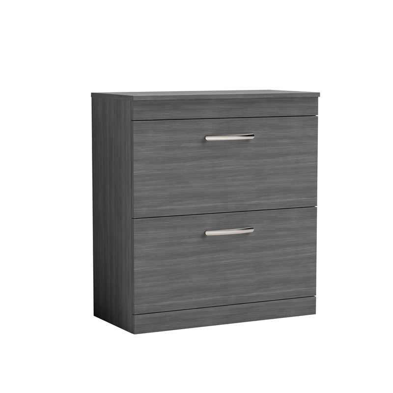 Nuie Athena 800mm 2 Drawer Floor Standing Vanity Unit with Co-ordinating Worktop - Anthracite Woodgrain