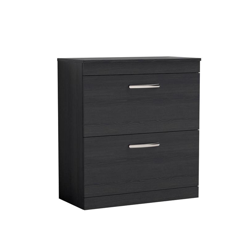 Nuie Athena 800mm 2 Drawer Floor Standing Vanity Unit with Co-ordinating Worktop - Charcoal Black