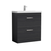 Nuie Athena 800mm 2 Drawer Floor Standing Vanity Unit with Mid-Edge Basin - Charcoal Black