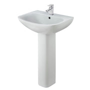 Nuie Ava 545mm 1 tap hole ceramic basin and full pedestal in white