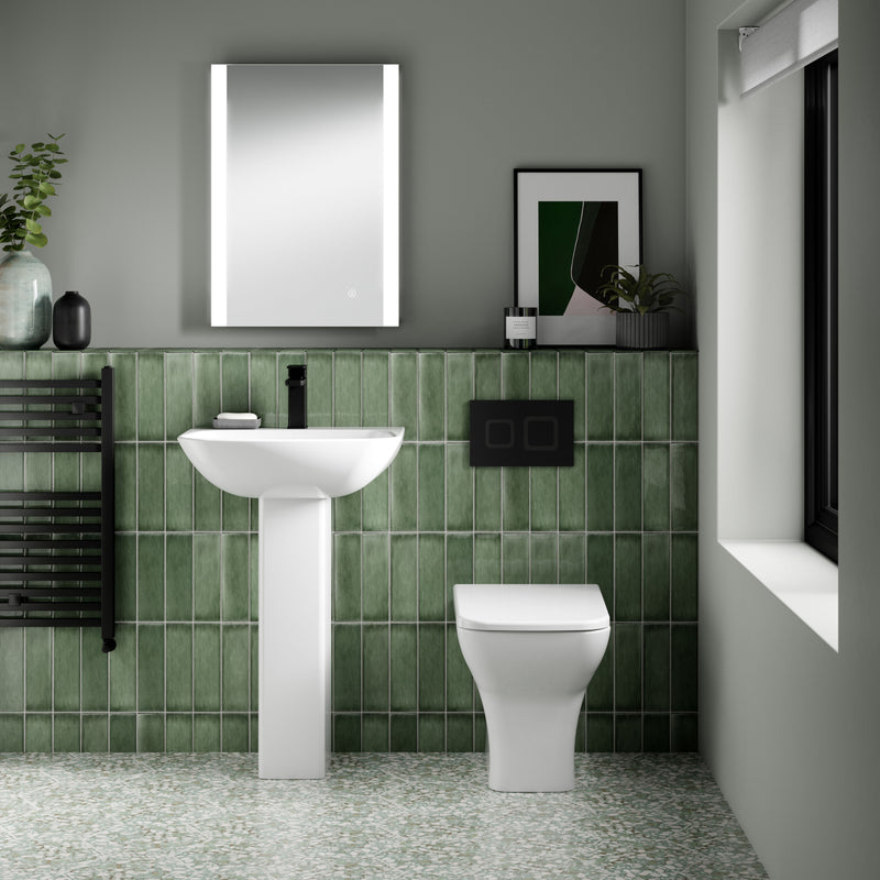 Nuie Ava back to wall toilet pan in a contemporary bathroom